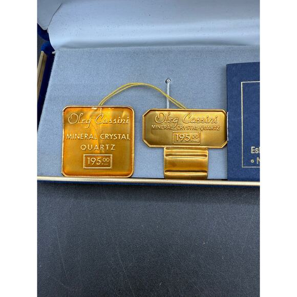 Vintage Oleg Cassini Blue Velvet Hinged Watch Box with Gold Trim - Picture 4 of 8